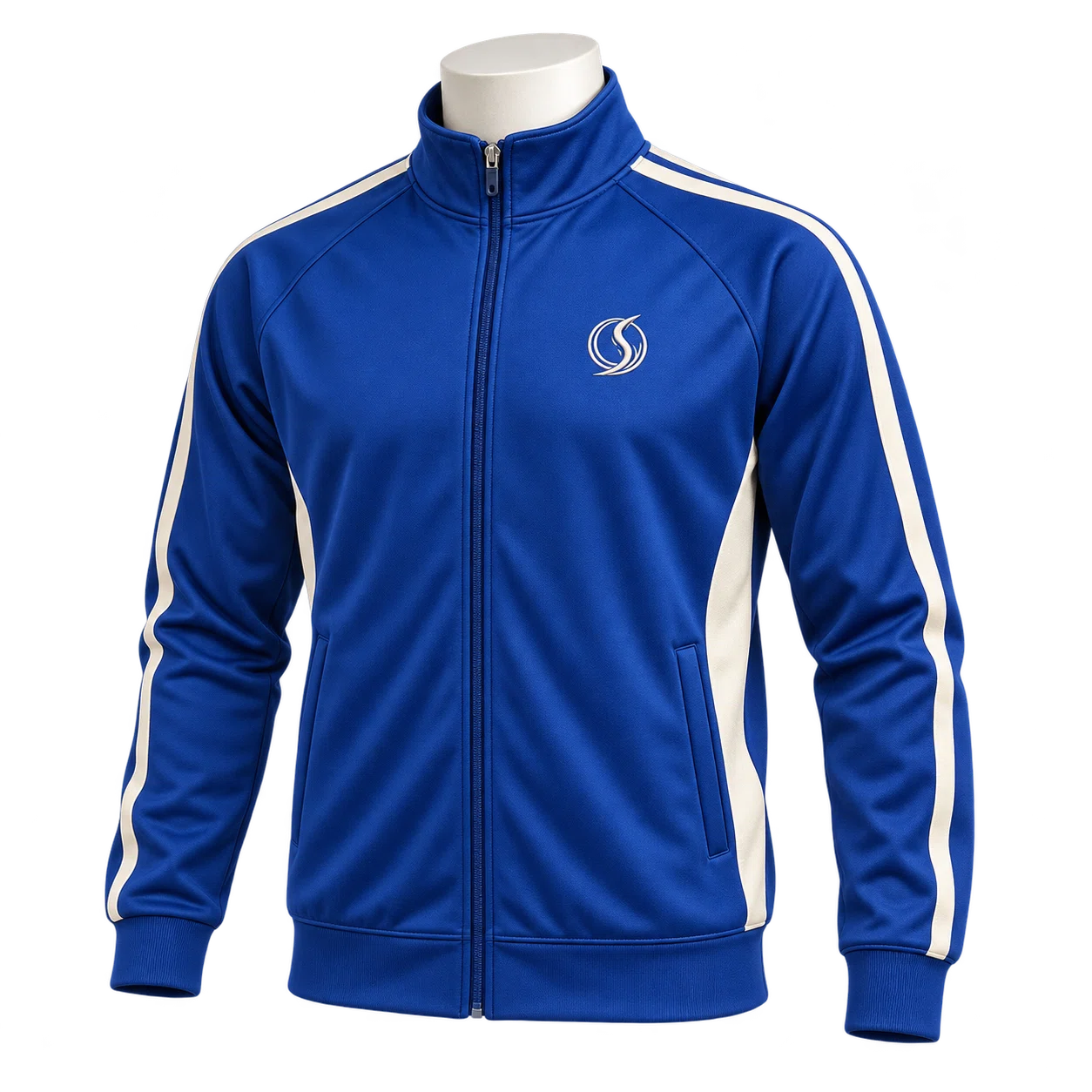 Royal blue BJJ academy coach warm-up top