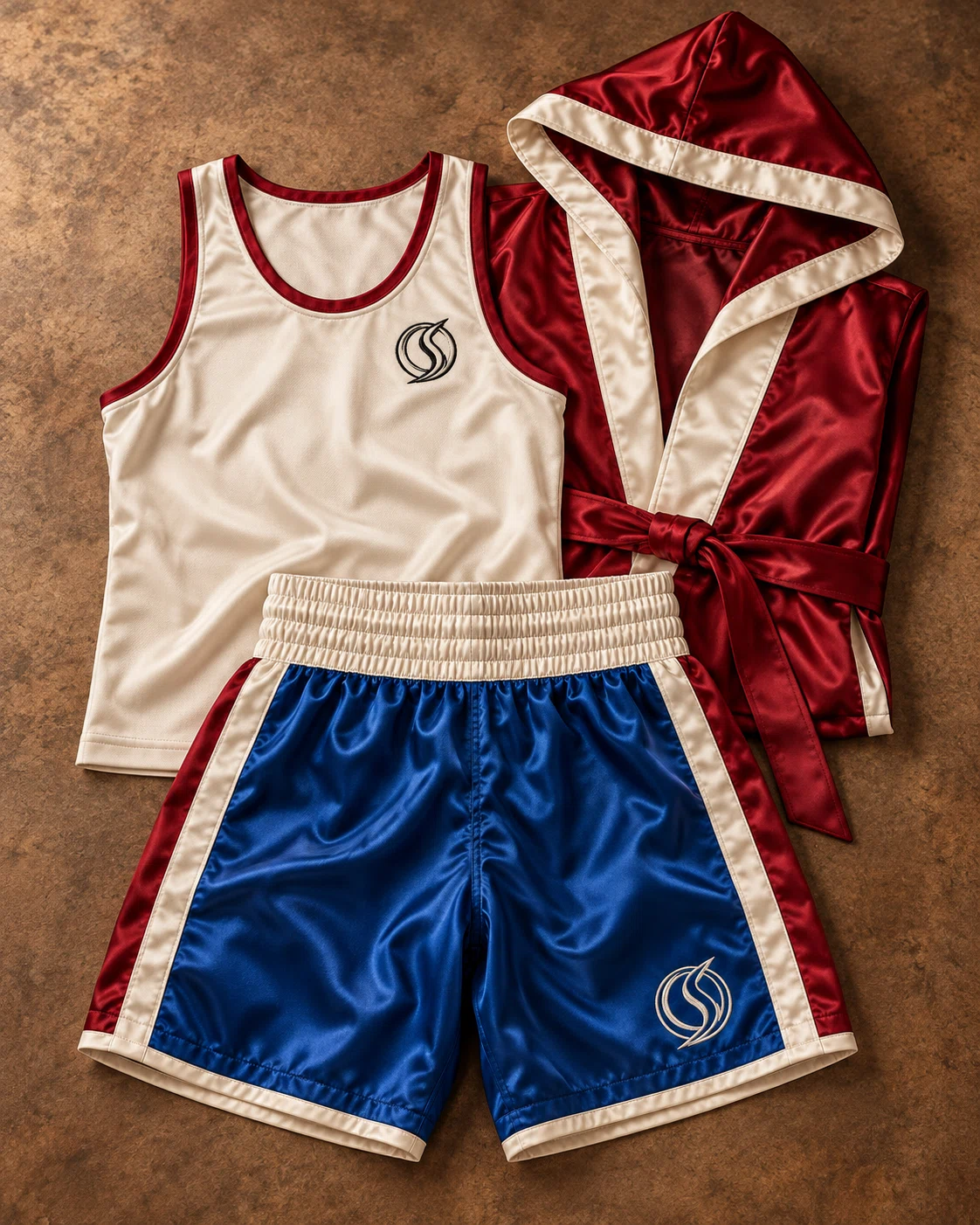 Boxing collection garments arranged together for mobile viewing