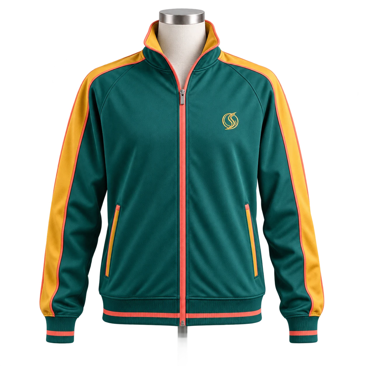 Jade and saffron optional warm-up jacket concept